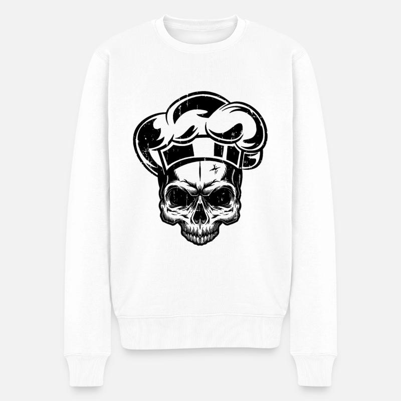 Koch Skull Chapeau de chef - Pull Premium bio Homme - blanc