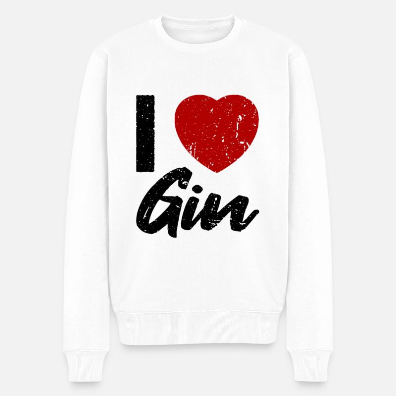I love Gin - Männer Premium Bio Pullover - Weiß