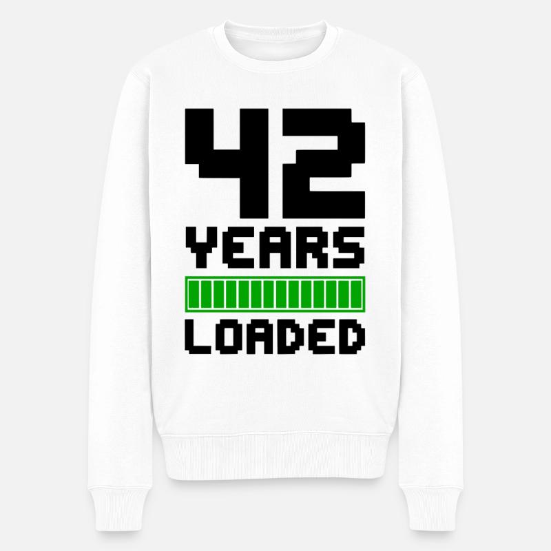 42 ans chargés 42e anniversaire - Pull Premium bio Homme - blanc