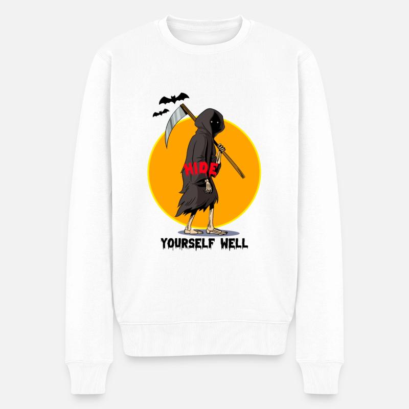 Skeleton Demon scary cartoon - Männer Premium Bio Pullover - Weiß