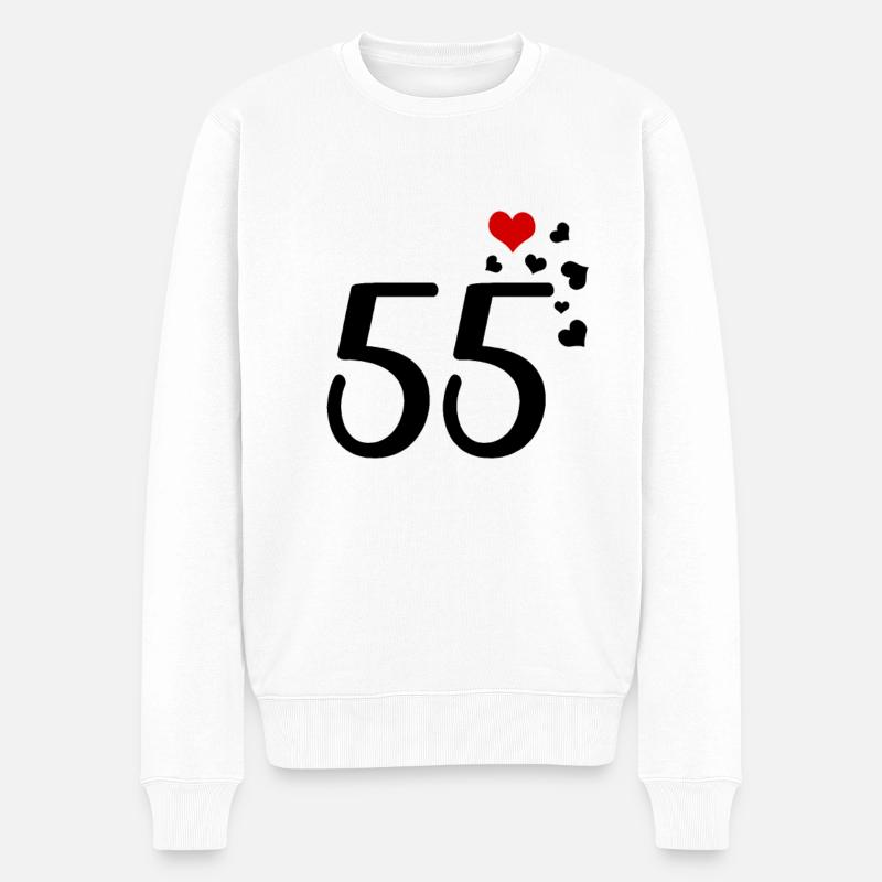 55. Geburtstag Jubiläum Herzen 55 - Männer Premium Bio Pullover - Weiß