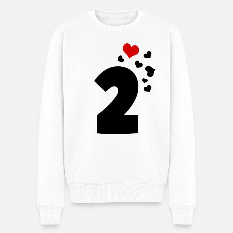 2 cœurs 2ème anniversaire - Pull Premium bio Homme - blanc