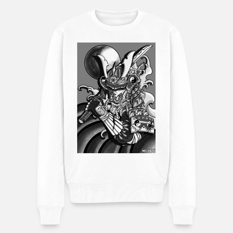 Half-Samurai - Männer Premium Bio Pullover - Weiß