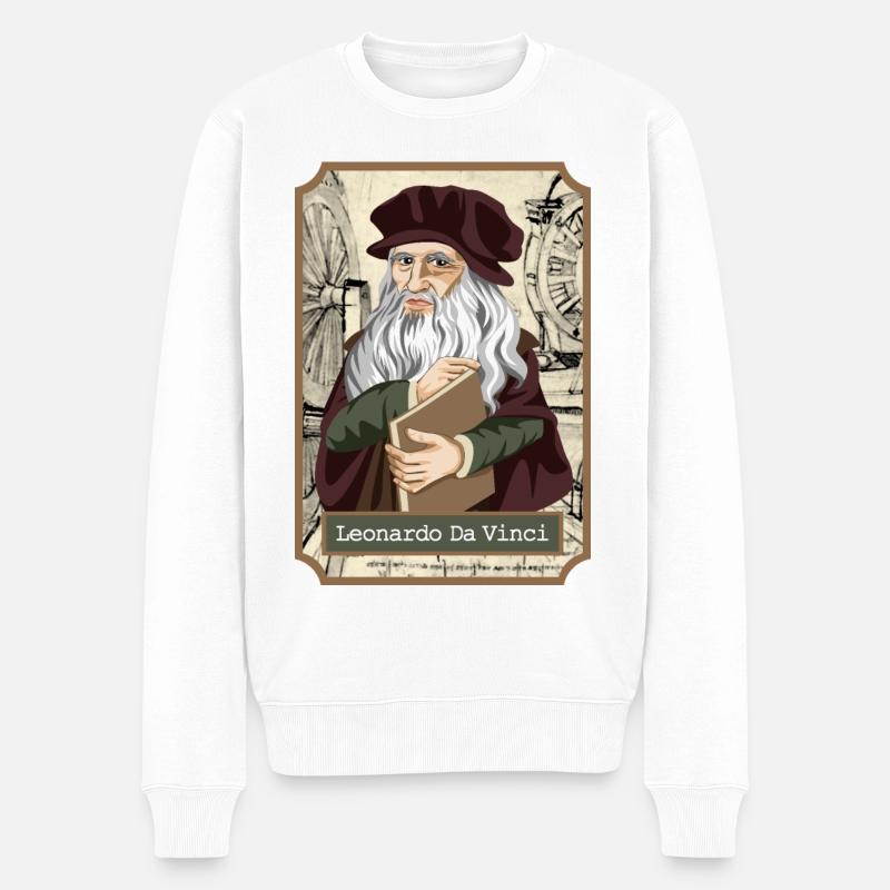 Leonardo Da Vinci - Männer Premium Bio Pullover - Weiß