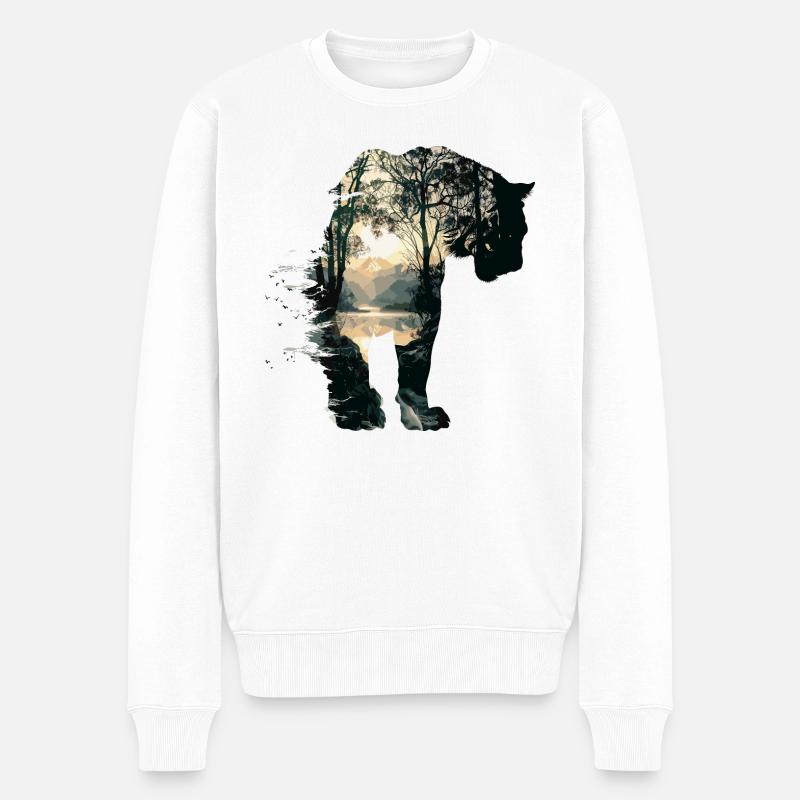 Tiger Wildkatze Jungle - Männer Premium Bio Pullover - Weiß