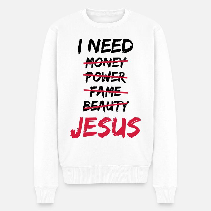 J'ai besoin de Jésus - Pull Premium bio Homme - blanc