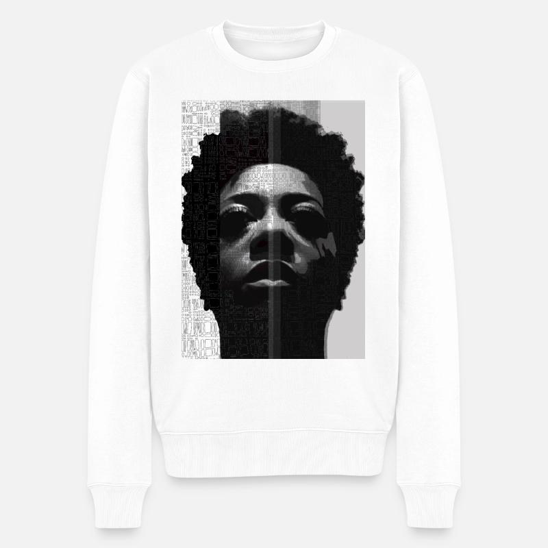 Afro Mädchen - Männer Premium Bio Pullover - Weiß