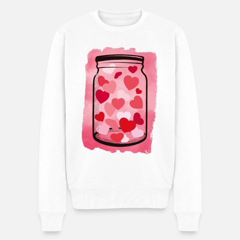 Cœurs dans un bocal - Pull Premium bio Homme - blanc