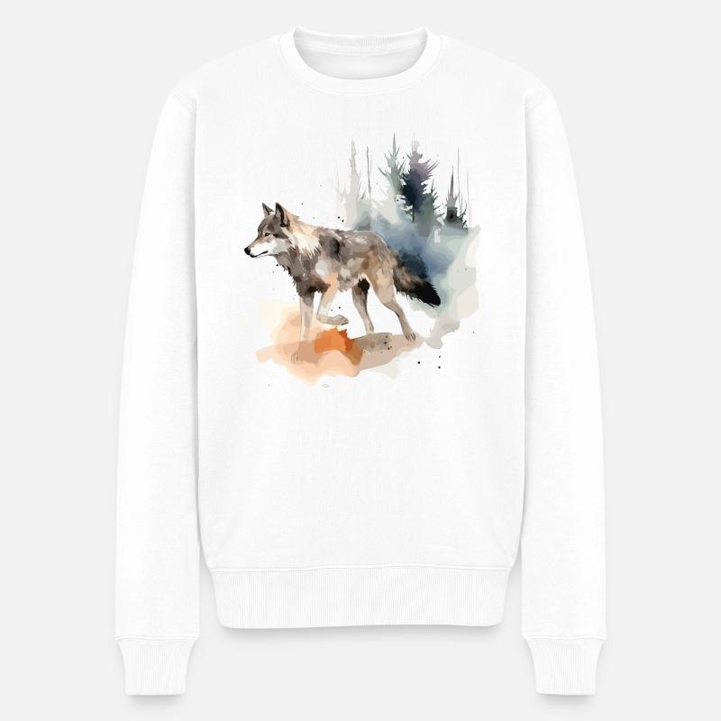 Wolf Wolfskopf Kratzspuren Krallen Wild Wald Jäger - Männer Premium Bio Pullover - Weiß