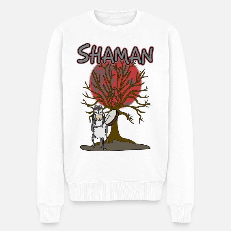 Schamane - Männer Premium Bio Pullover - Weiß