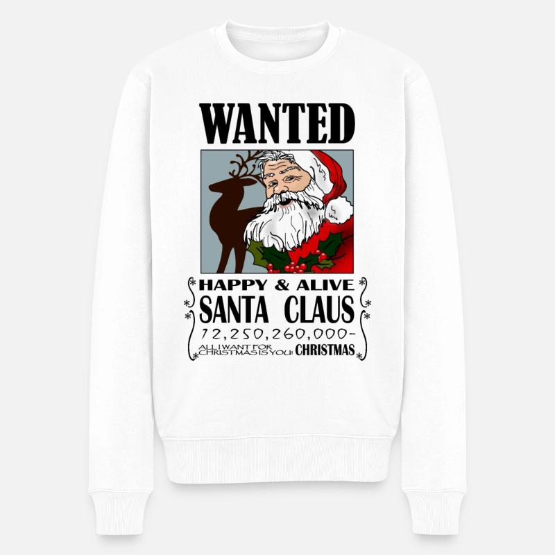 Wanted Santa Claus_Weihnachtsmann - Men's Premium Organic Jumper - white
