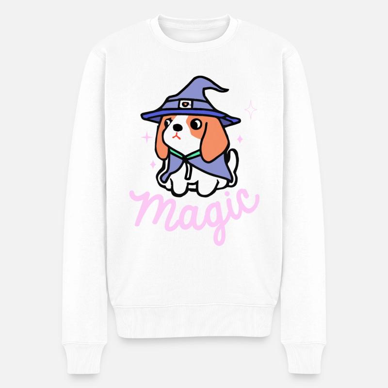 Beagle-Magie-Zauberer Hund Geschenk Retro - Männer Premium Bio Pullover - Weiß