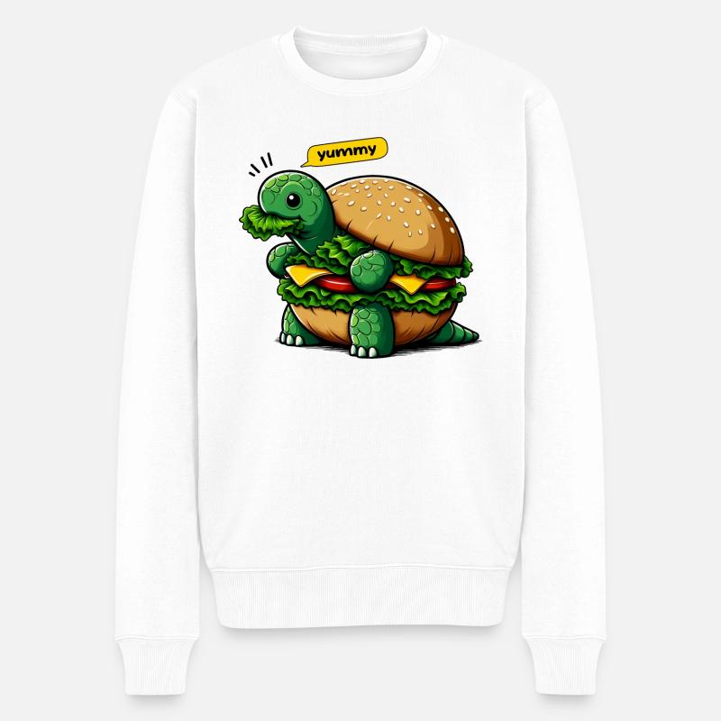 Schildkröten-Burger Lustige Tiere - Männer Premium Bio Pullover - Weiß