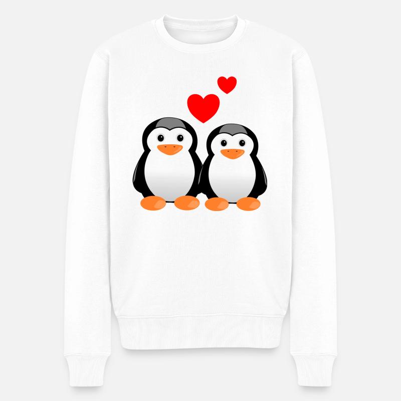Saint-Valentin des pingouins - Pull Premium bio Homme - blanc