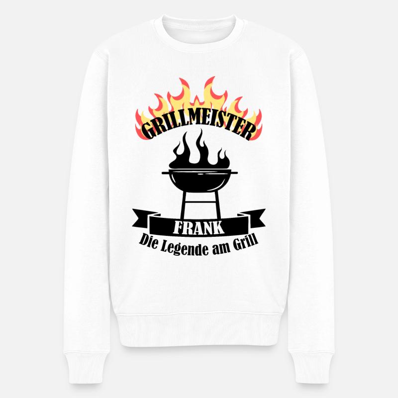 Grillmeister Grill Frank - Männer Premium Bio Pullover - Weiß