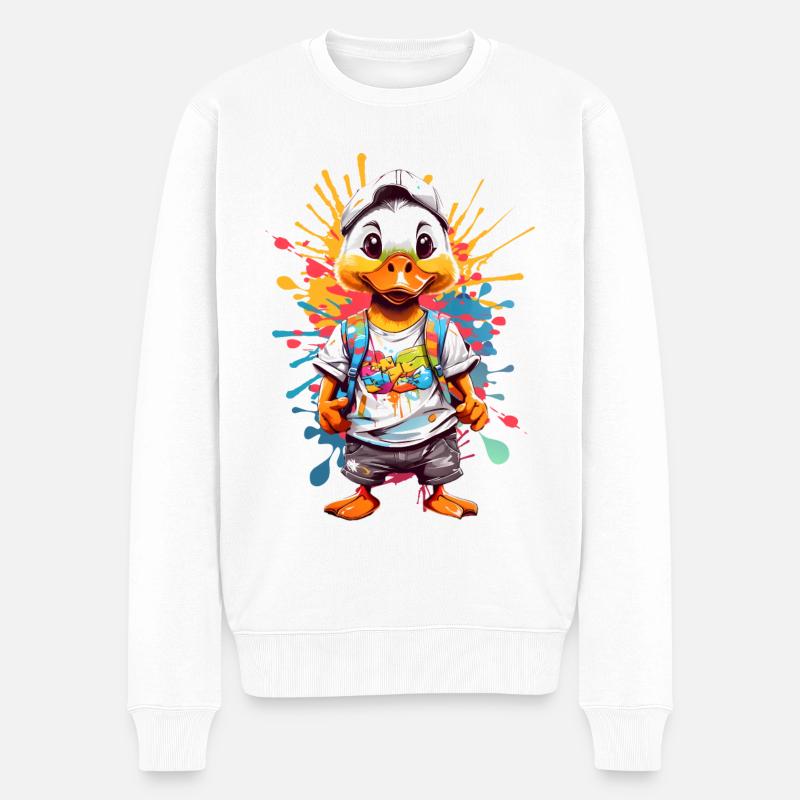 Coole Ente - Männer Premium Bio Pullover - Weiß