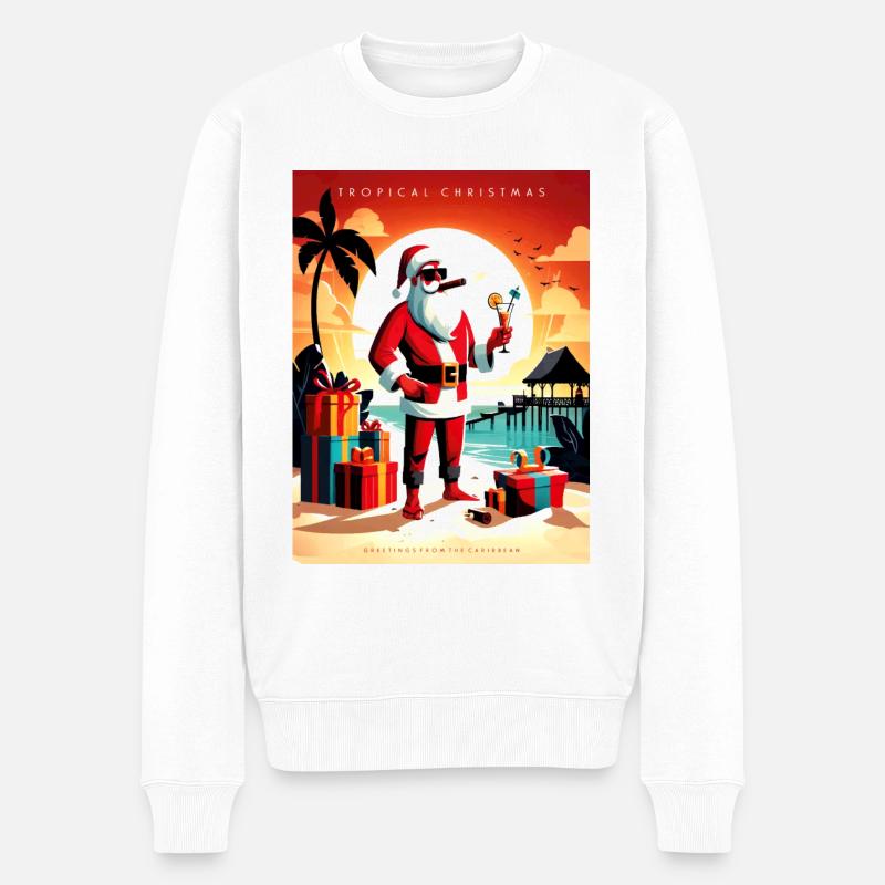 Père Noël aux Caraïbes. - Pull Premium bio Homme - blanc
