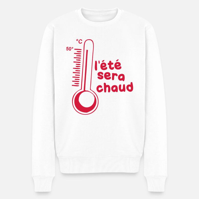 Sommer wird heiß brenn sein - Männer Premium Bio Pullover - Weiß
