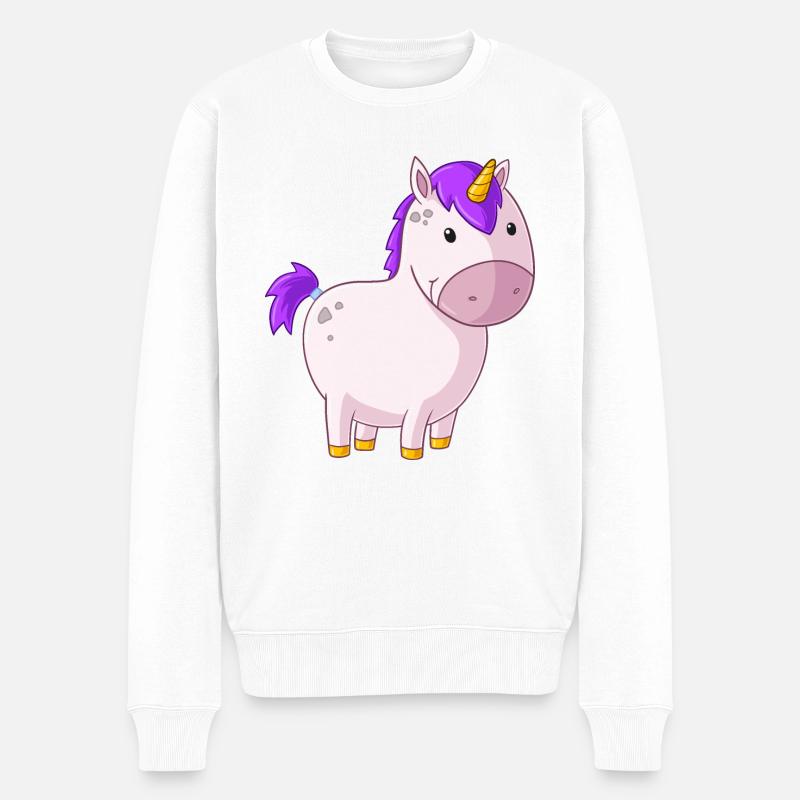 Dickes Comic Einhorn - Männer Premium Bio Pullover - Weiß