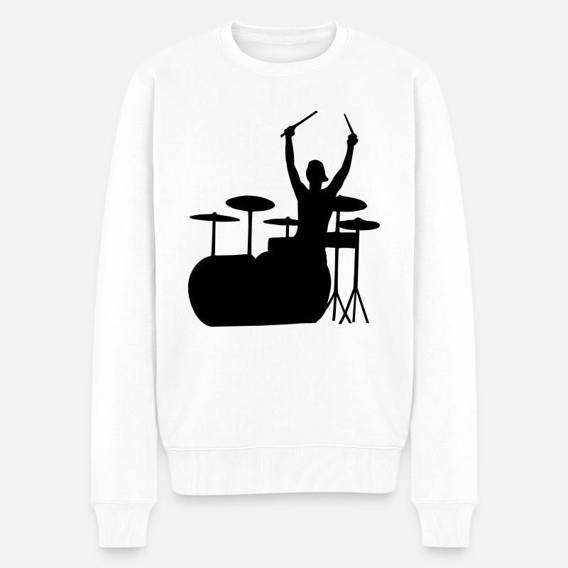 schlagzeuger - Männer Premium Bio Pullover - Weiß