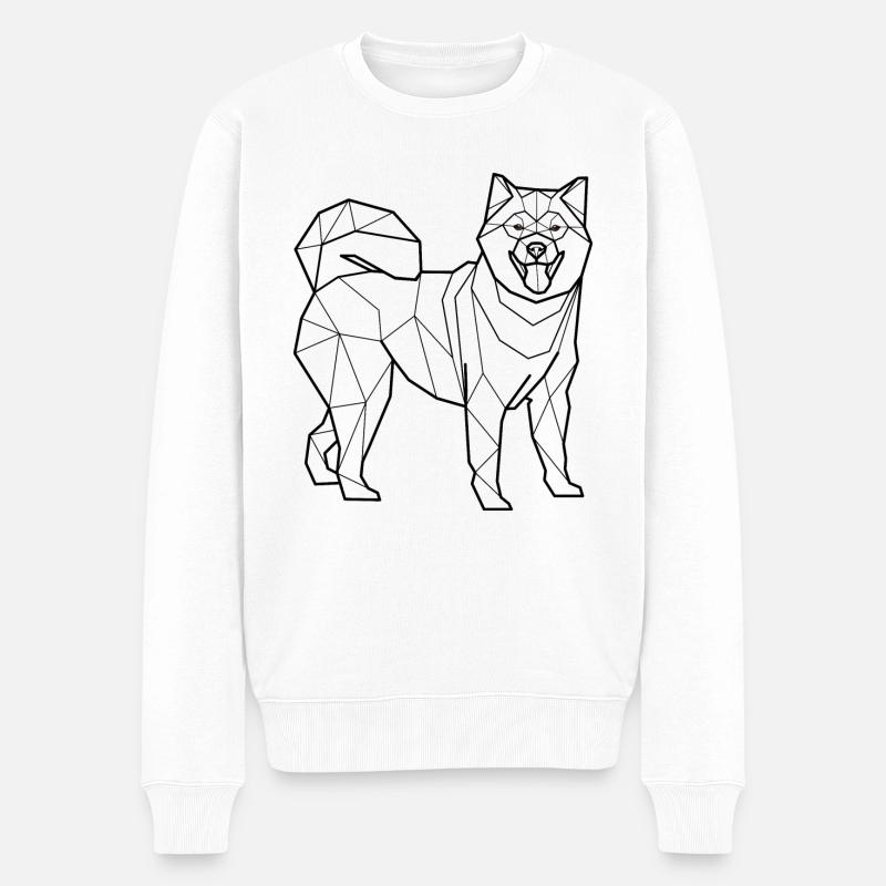 Shiba Inu - ganz (schwarze Linie) - Männer Premium Bio Pullover - Weiß