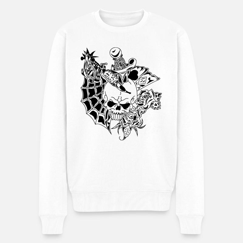 Tattoo Gun - Männer Premium Bio Pullover - Weiß