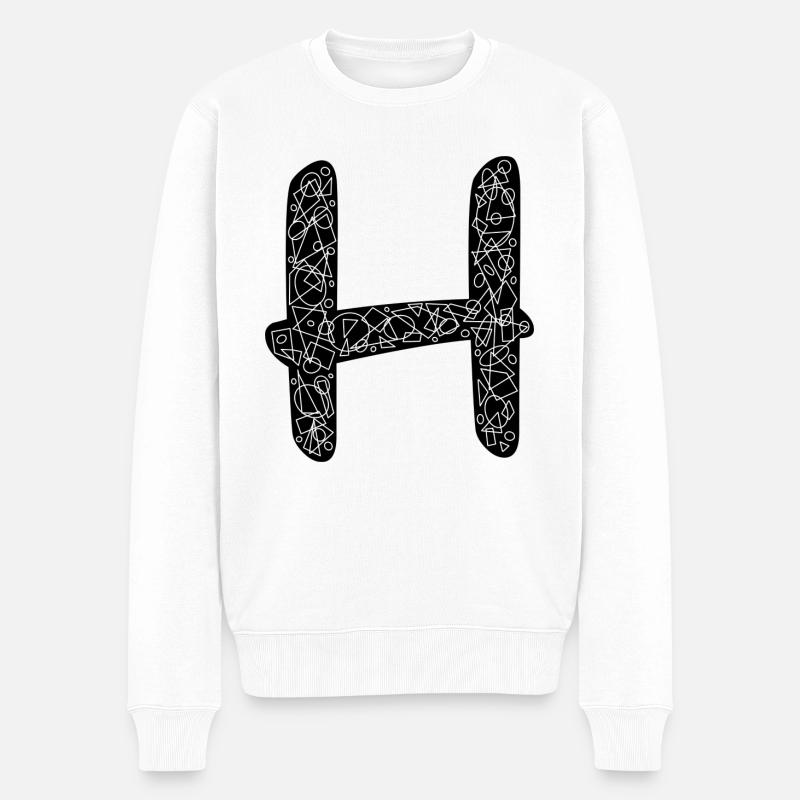 H Alphabet im Zentangle Style - Männer Premium Bio Pullover - Weiß