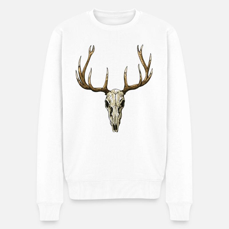 Crâne de cerf - Pull Premium bio Homme - blanc