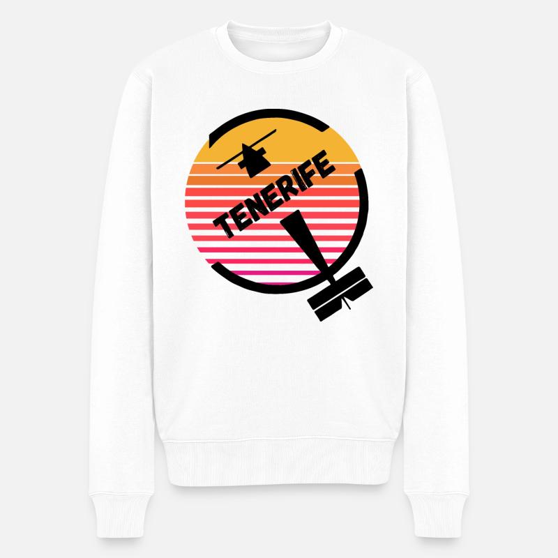 Tenerife Iles Canaries Espagne Avion Soleil Rétro - Pull Premium bio Homme - blanc