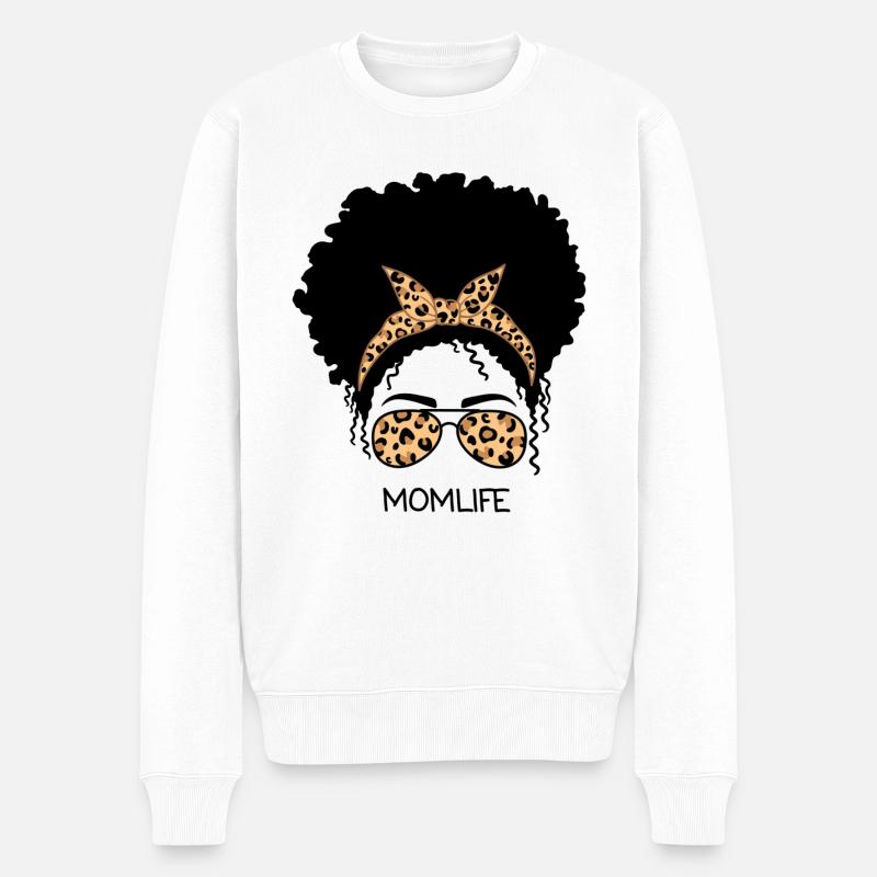 Afro Mama Leben Leopard - Männer Premium Bio Pullover - Weiß