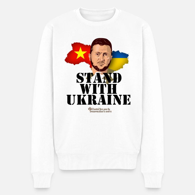 Ukraine Vietnam - Männer Premium Bio Pullover - Weiß