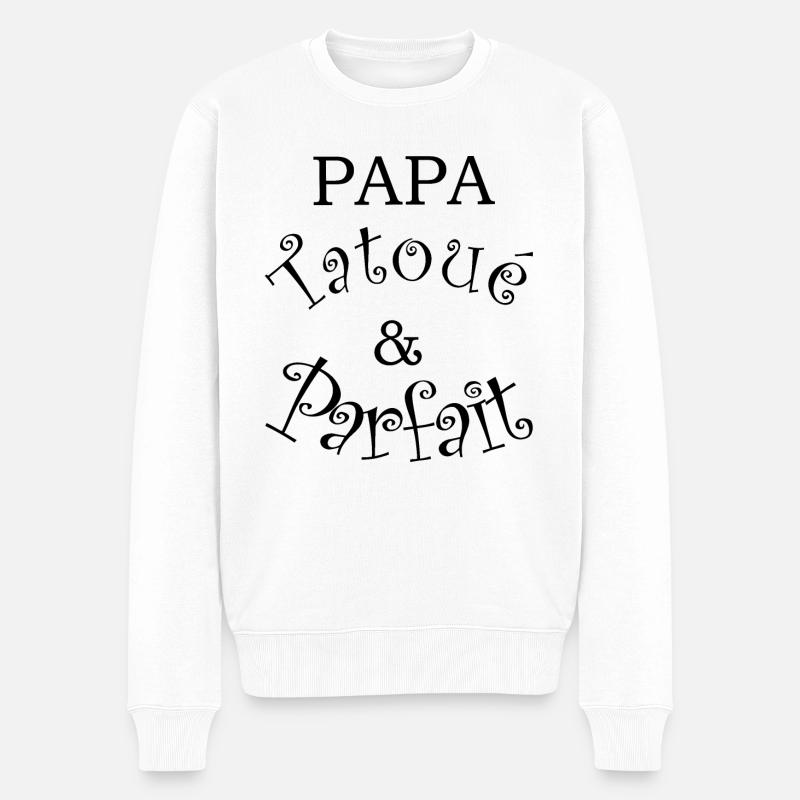 Papa Tatoué & Parfait - Pull Premium bio Homme - blanc