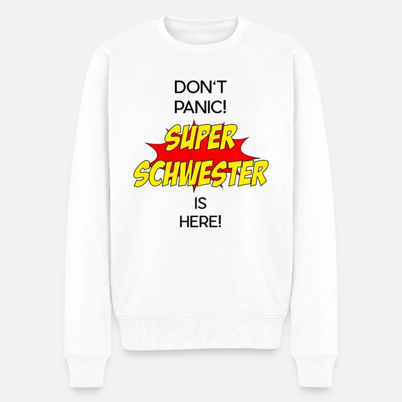 Super Schwester / Super Sister - Männer Premium Bio Pullover - Weiß