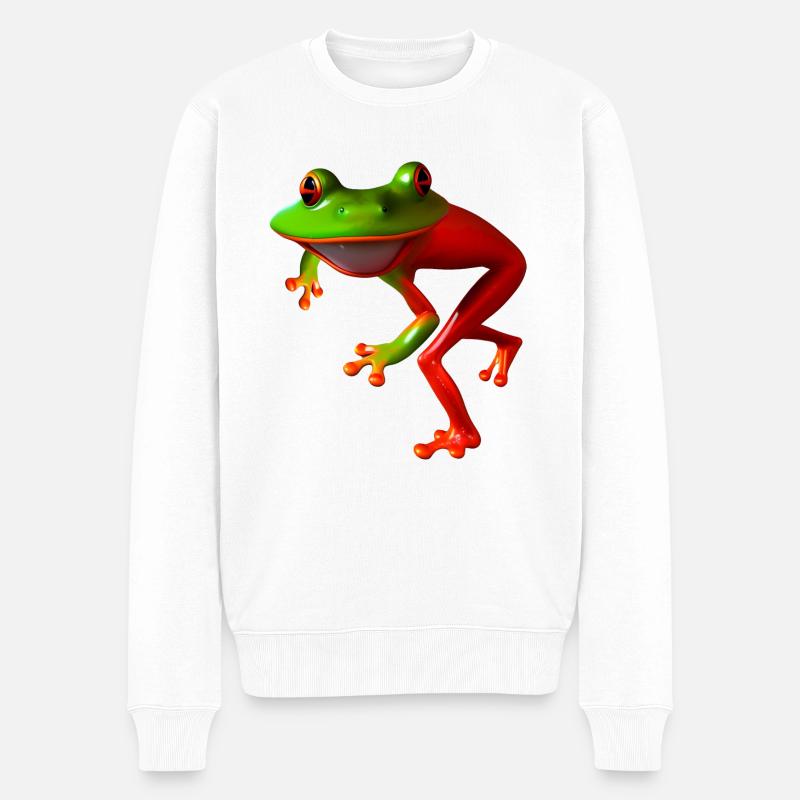 frosch gebückt frei - Männer Premium Bio Pullover - Weiß