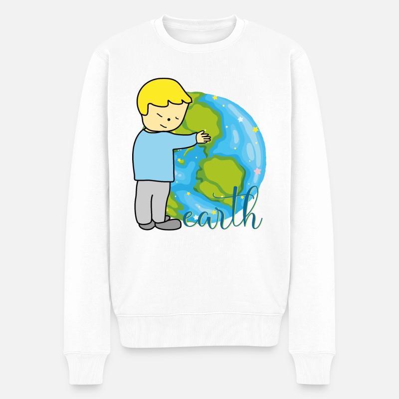 Erde Frieden - Männer Premium Bio Pullover - Weiß