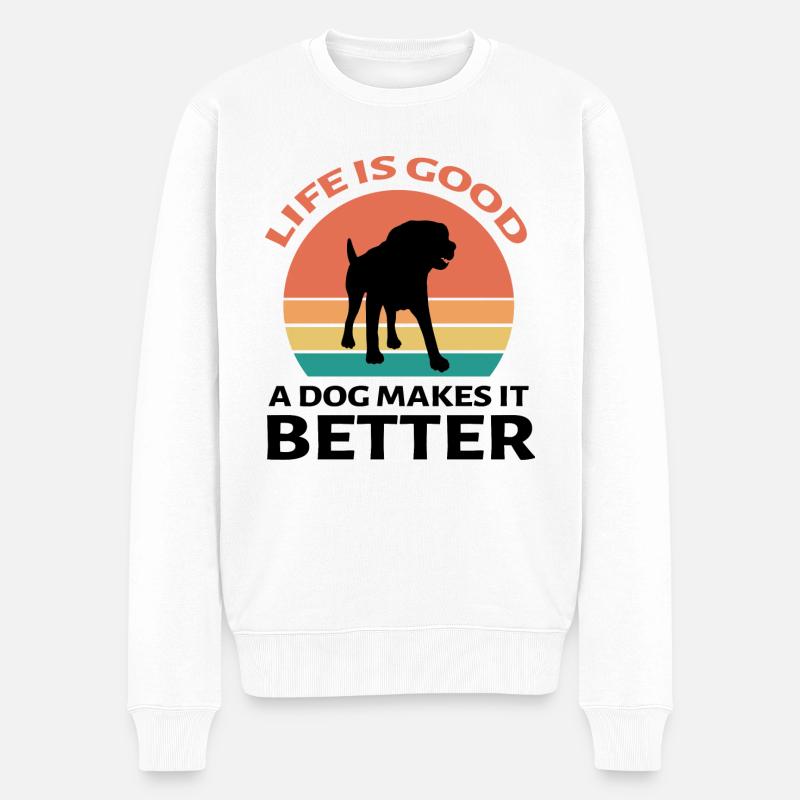 Dog Hund - Männer Premium Bio Pullover - Weiß