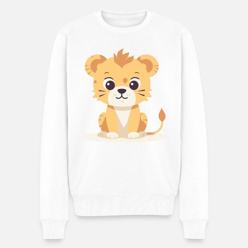 Löwenbaby - Männer Premium Bio Pullover - Weiß