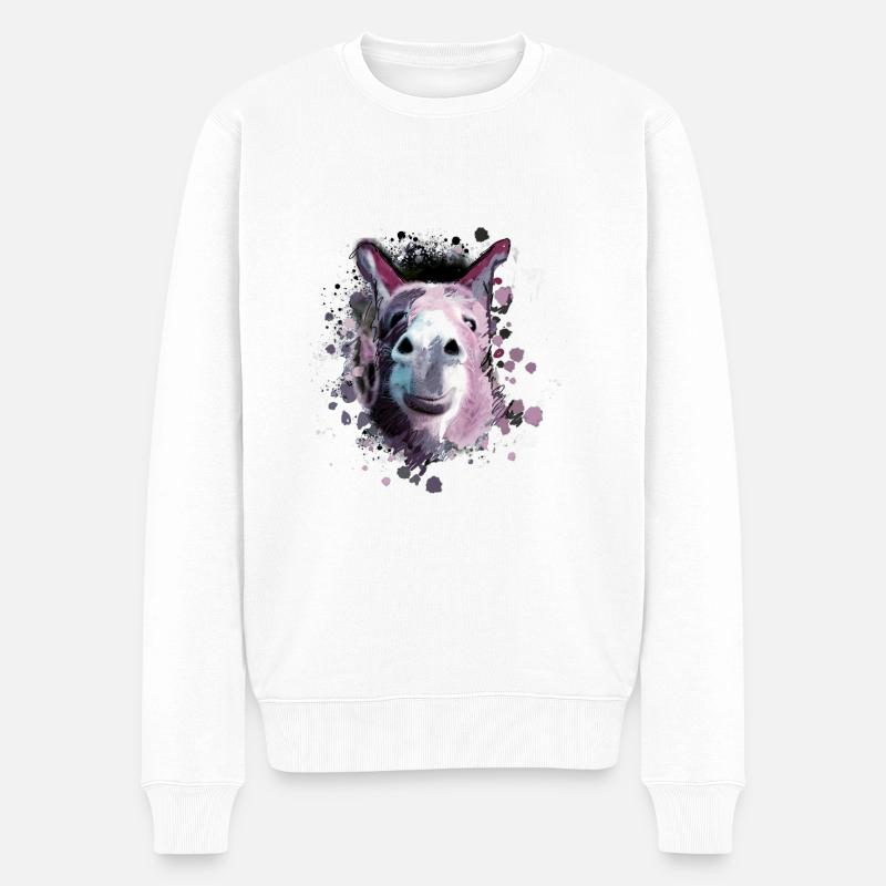 Esel, Graffiti, Malerei,rosa - Männer Premium Bio Pullover - Weiß