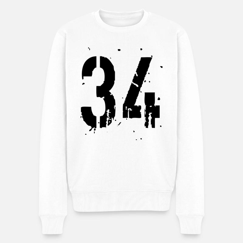 34 Nummer 34 - Männer Premium Bio Pullover - Weiß