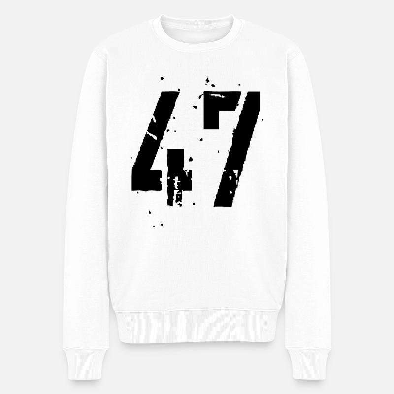 47 Nummer 47 - Männer Premium Bio Pullover - Weiß