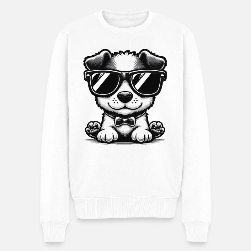 Süßer Dackel Hund - Männer Premium Bio Pullover - Weiß