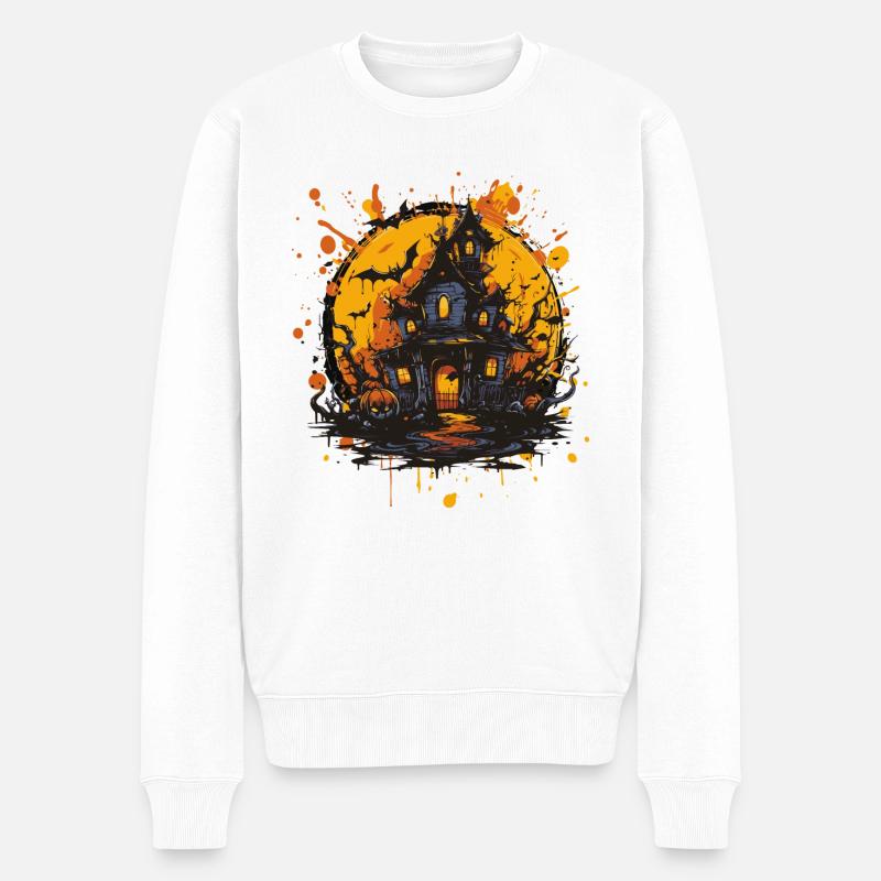 geisterhaus halloween - Männer Premium Bio Pullover - Weiß