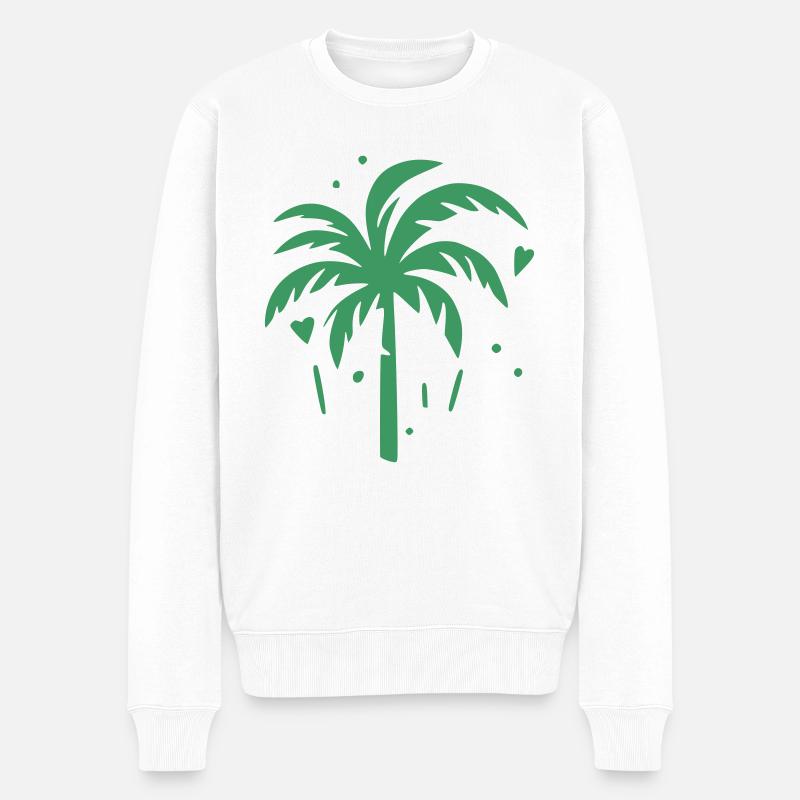 Palmier avec des cœurs - Pull Premium bio Homme - blanc