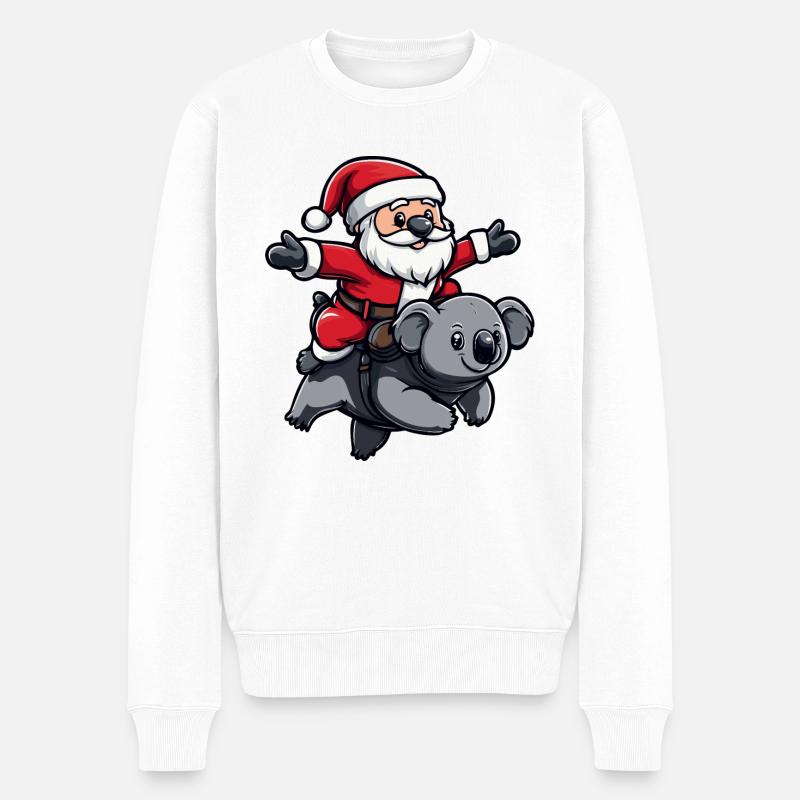 Koala Weihnachtsmann Cartoon - Männer Premium Bio Pullover - Weiß