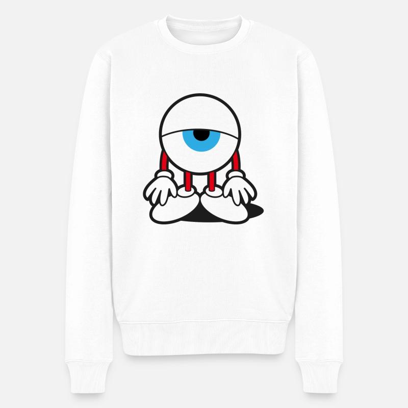 Müde Augen - Männer Premium Bio Pullover - Weiß