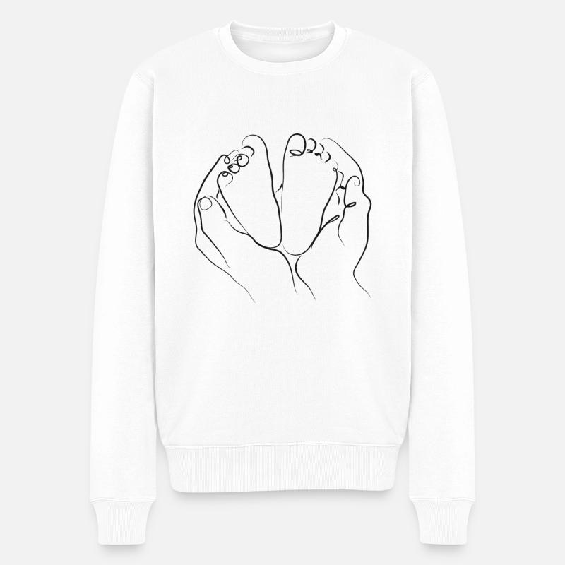 Babyfüße Line Art - Männer Premium Bio Pullover - Weiß