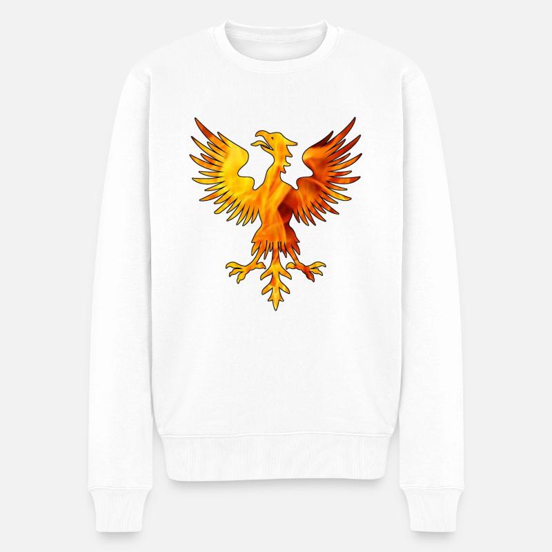 phenix in Flammen - Männer Premium Bio Pullover - Weiß