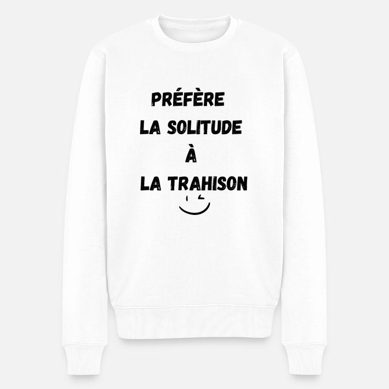 Design citation - Pull Premium bio Homme - blanc