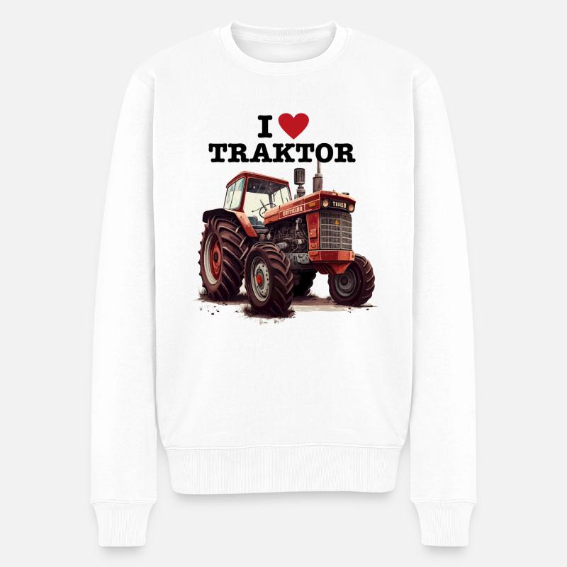 I LOVE TRAKTOR - Männer Premium Bio Pullover - Weiß