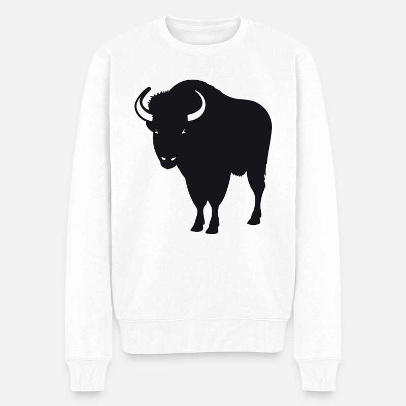 Büffel - Männer Premium Bio Pullover - Weiß